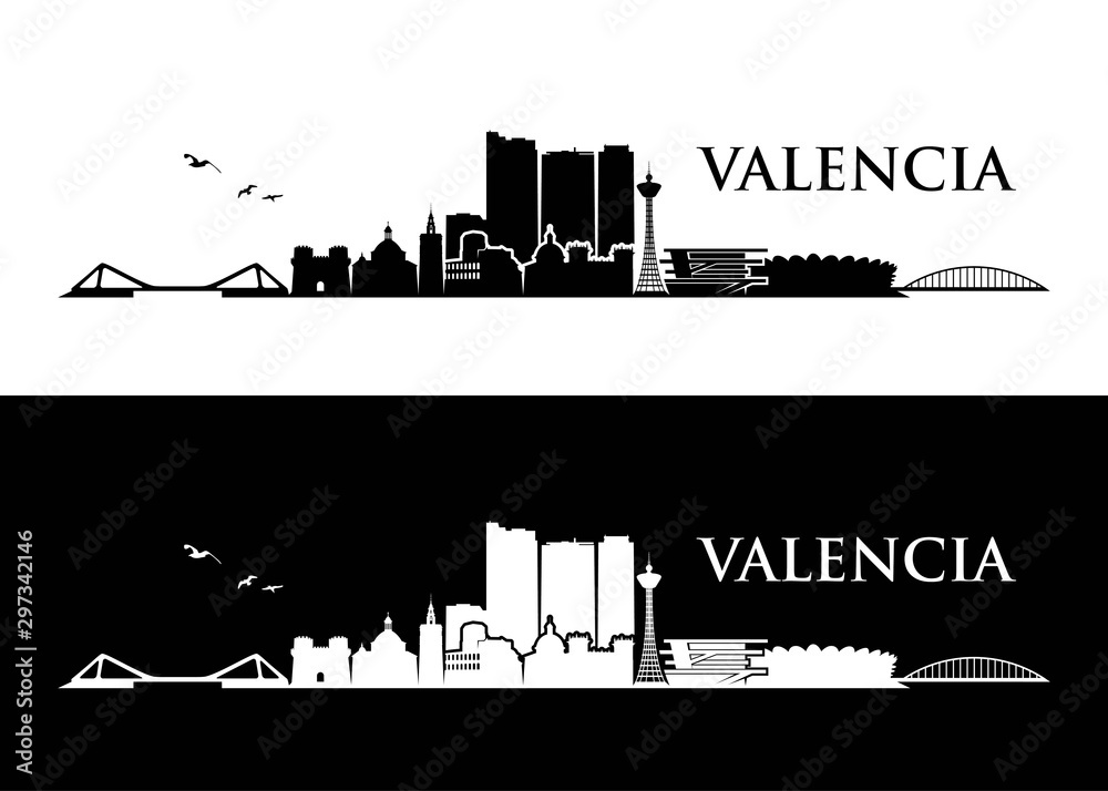 Valencia skyline - Spain - vector illustration