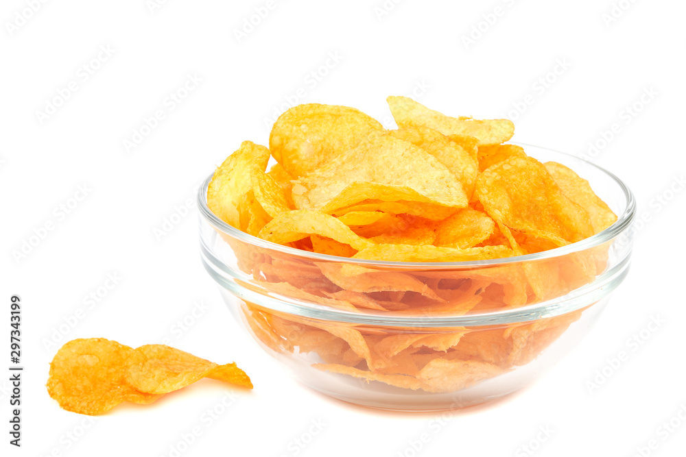Potato chips isolated on a white background. Potato chips isolated on a white background.