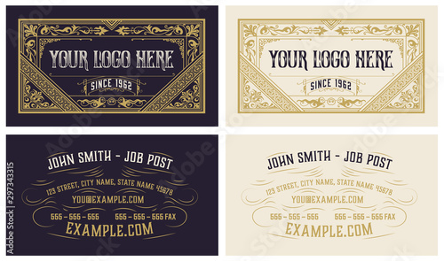 Vintage business card with floral ornaments