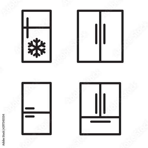 set of black fridge icon- vector illustration