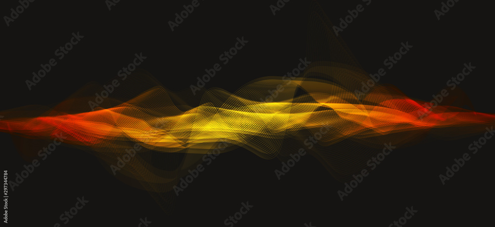 Fototapeta premium Abstract Orange Digital Sound Wave on Black Background,technology and earthquake wave diagram concept,design for music studio and science,Vector Illustration.