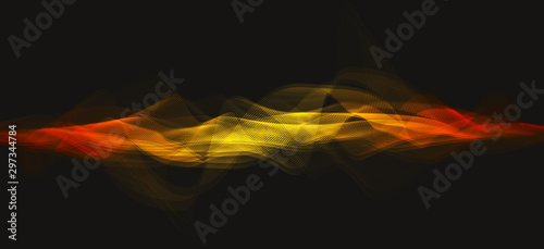 Abstract Orange Digital Sound Wave on Black Background,technology and earthquake wave diagram concept,design for music studio and science,Vector Illustration.