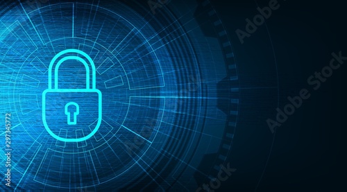 Technology Lock Security,protection and Safe Concept,on Data background Hi-tech and technology concept design.