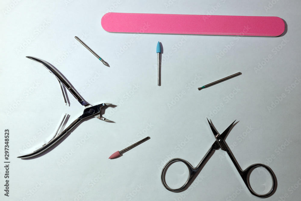 set of manicure tools on a white background set of manicure tools on a white background