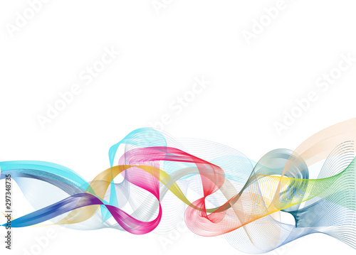 Abstract colorful wave line flowing isolated on white background for design elements in concept technology  music  science  A.I.
