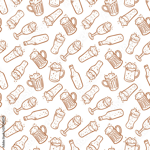 Seamless background of different beer