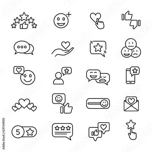 Customer review icons. Feedback and rating satisfaction icons. Vector.