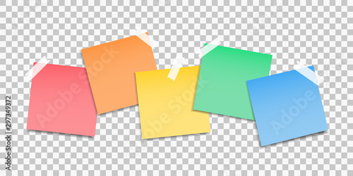 Sticky notes paper. Set of stickers. Colored paper notes. Notes to the message. 