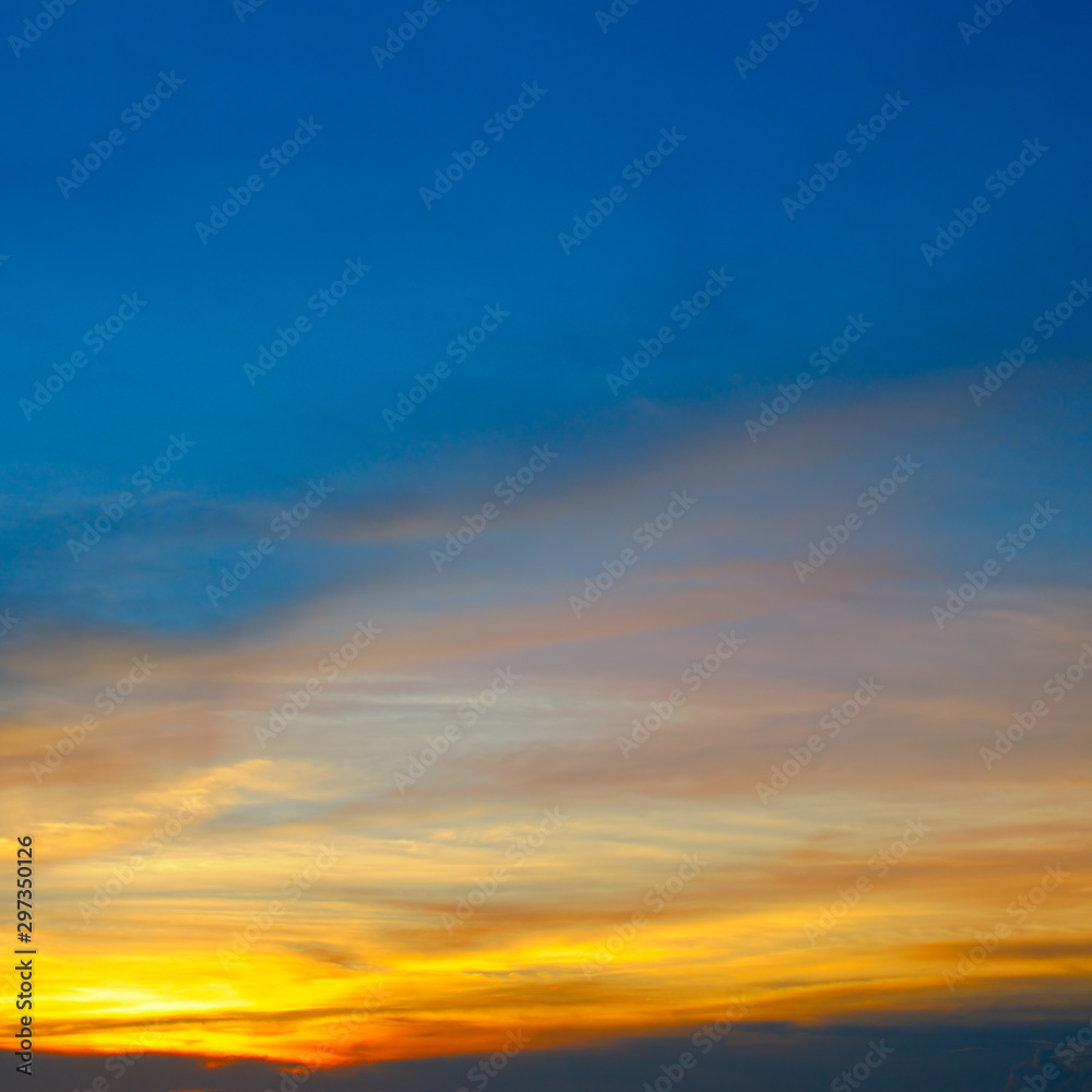 Sky and bright sunrise over the horizon.