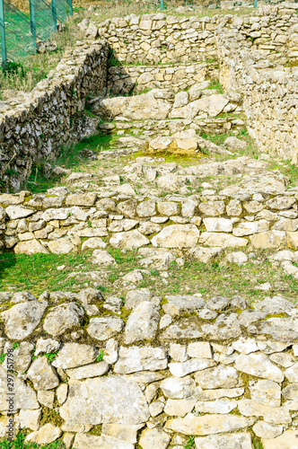 Dated houses in the Iron Age Dated in the 3rd century BC in the Castro Veton de El Freillo. December 15, 2018. El Raso Avila Castilla Leon Spain Europe. Travel Tourism Street Photography. photo