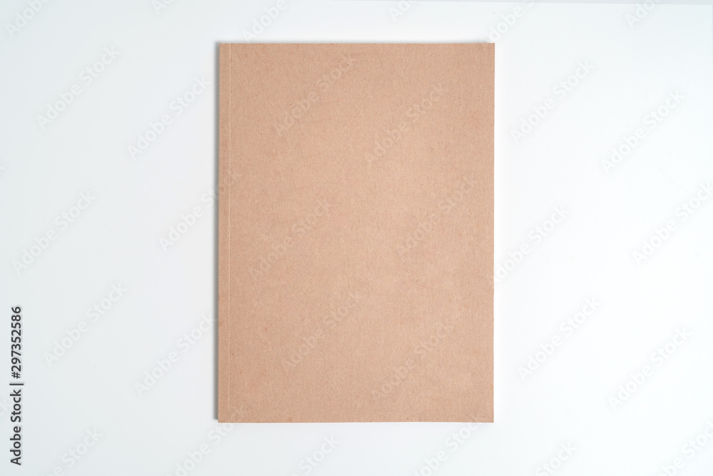 Brown spiral notebook isolated on white background.top view Brown spiral notebook isolated on white background.top view