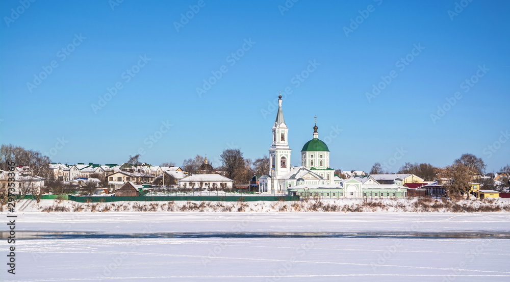 Embankment of  Volga River winter city Tver