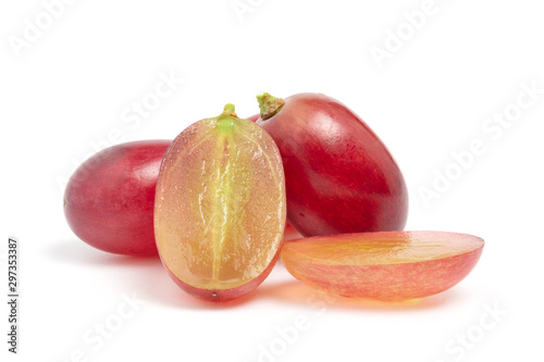 Fresh ripe grape cut slice isolated on white background
