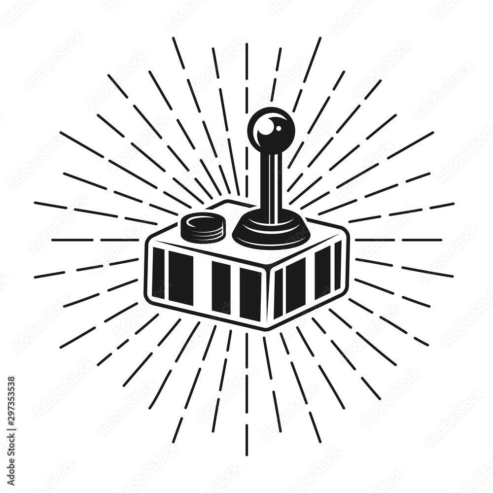 Joystick for retro console with rays vector