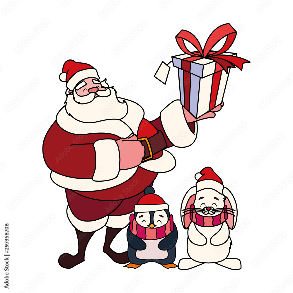 santa claus with gift box on white background santa claus with gift box on white background