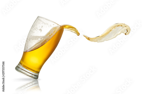 Beer splash in glass isolated on white