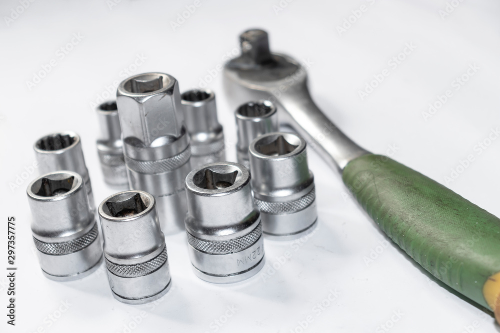 set equipment isolated on white background