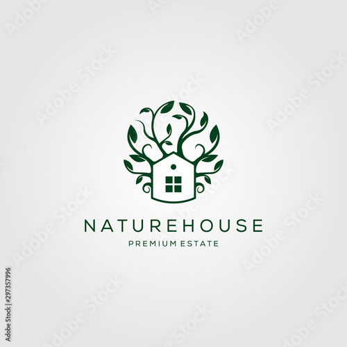 tree house nature logo vector design illustration