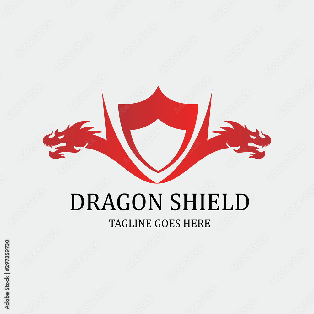 Dragon shield logo design template. Vector illustration Dragon shield logo design template. Vector illustration