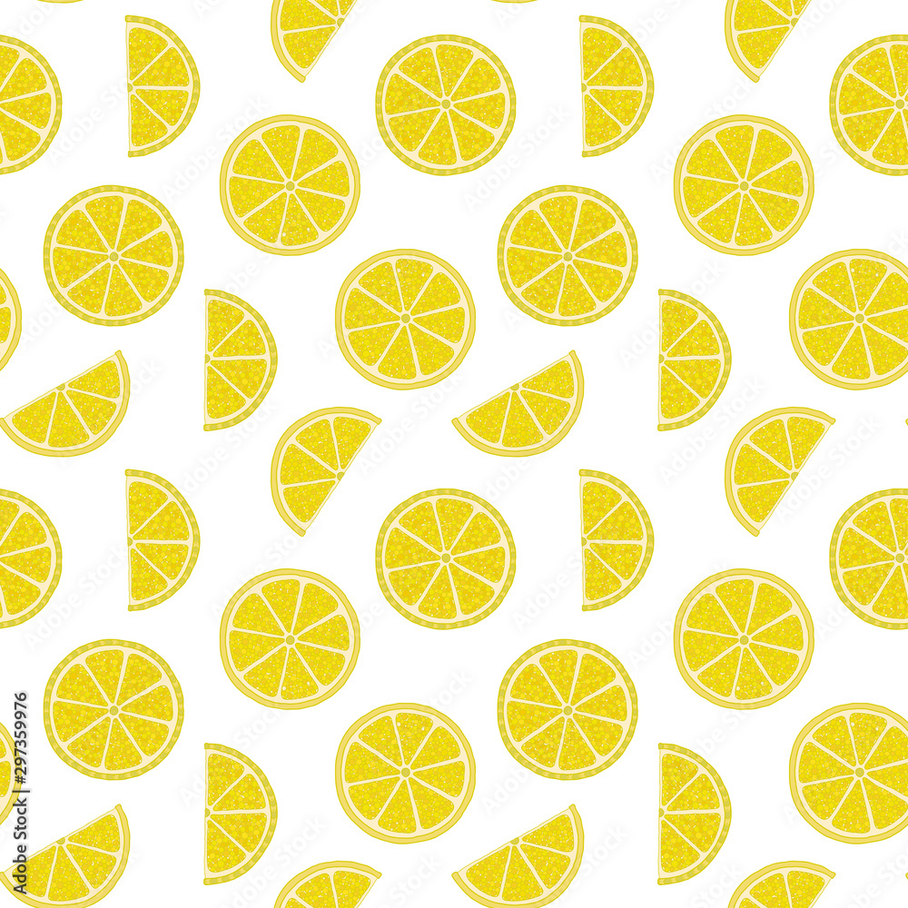 Fresh lemons  hand drawn on a white background .