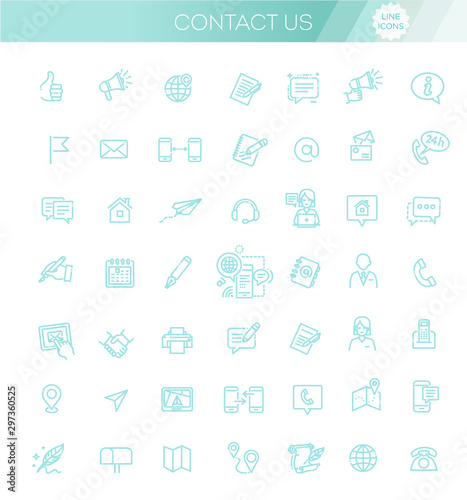 Thin lines web icons set. Contact us