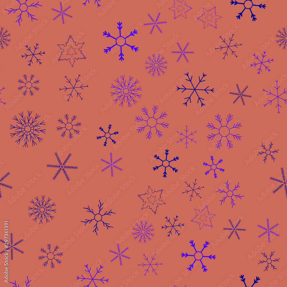 Snowflakes in different shapes and forms. Merry Christmas and New Year seamless vector pattern. Colorful background for Xmas. Snowflakes in different shapes and forms. Merry Christmas and New Year seamless vector pattern. Colorful background for Xmas.