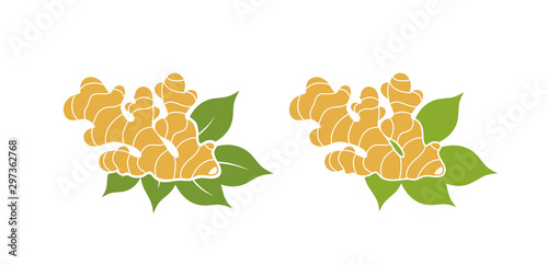 Ginger logo. Isolated ginger on white background