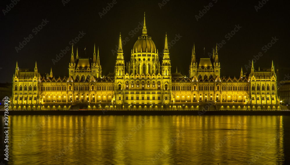 The Hungarian Parliament by night. Budapest, Hungary