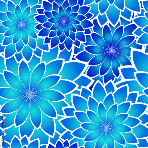 bright floral seamless pattern in blue color scheme