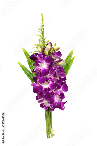 Bouquet purple orchid flower isolated on white background