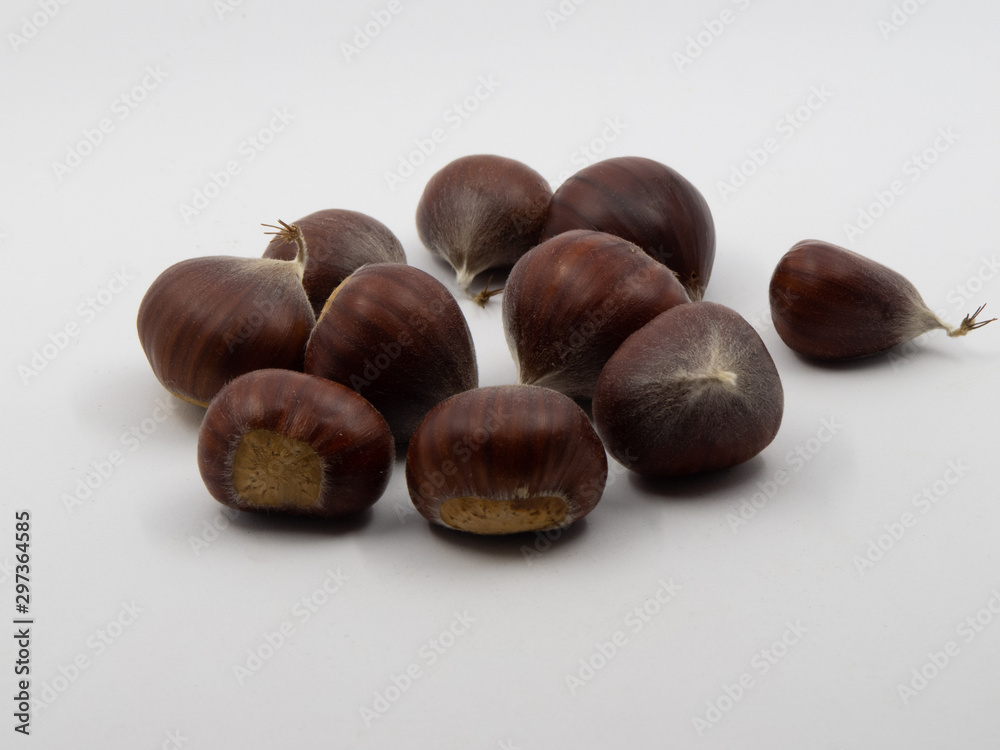Group of chestnuts isolated on white background Group of chestnuts isolated on white background