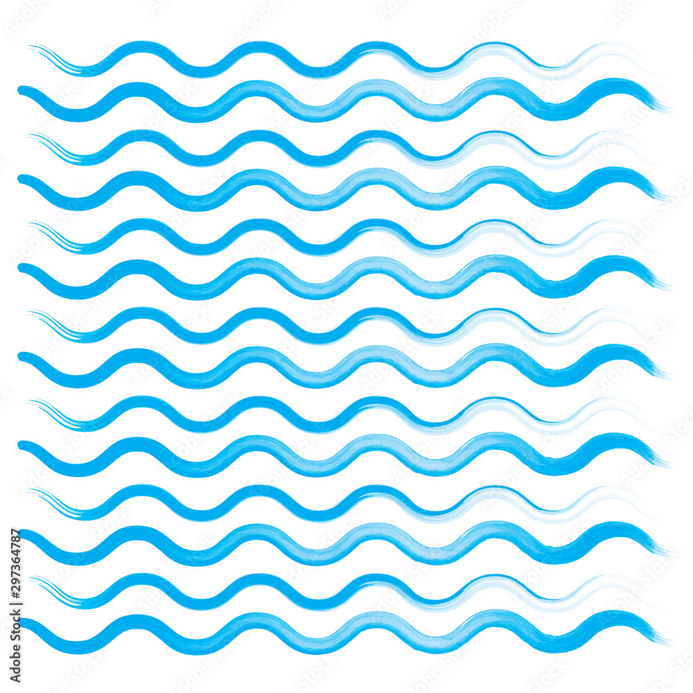Hand drawn watercolor wave pattern, water texture sketch background