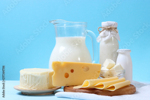 set of dairy products on the table.