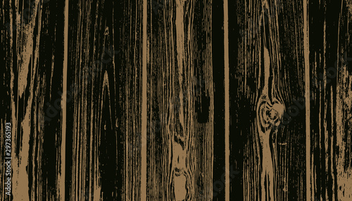 Weathered Dark Brown Wood Planks Vector Background. Wood Grain Overlay Texture.
