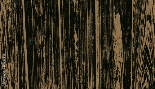 Weathered Dark Brown Wood Planks Vector Background. Wood Grain Overlay Texture.