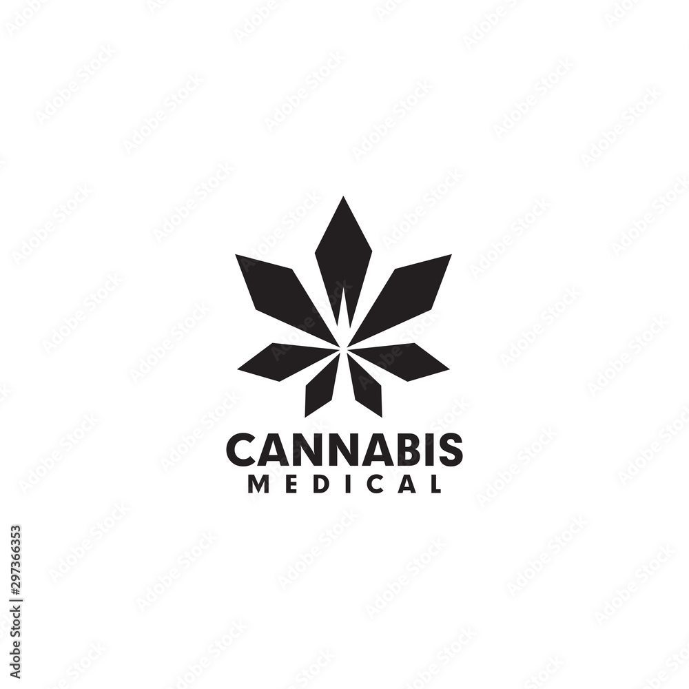 Obraz premium Cannabis hemp CBD logo design vector template