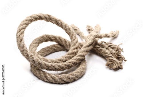 Strong rope isolated on white background and texture 