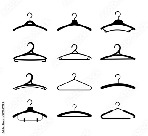 Clothes hangers vector set isolated on white background