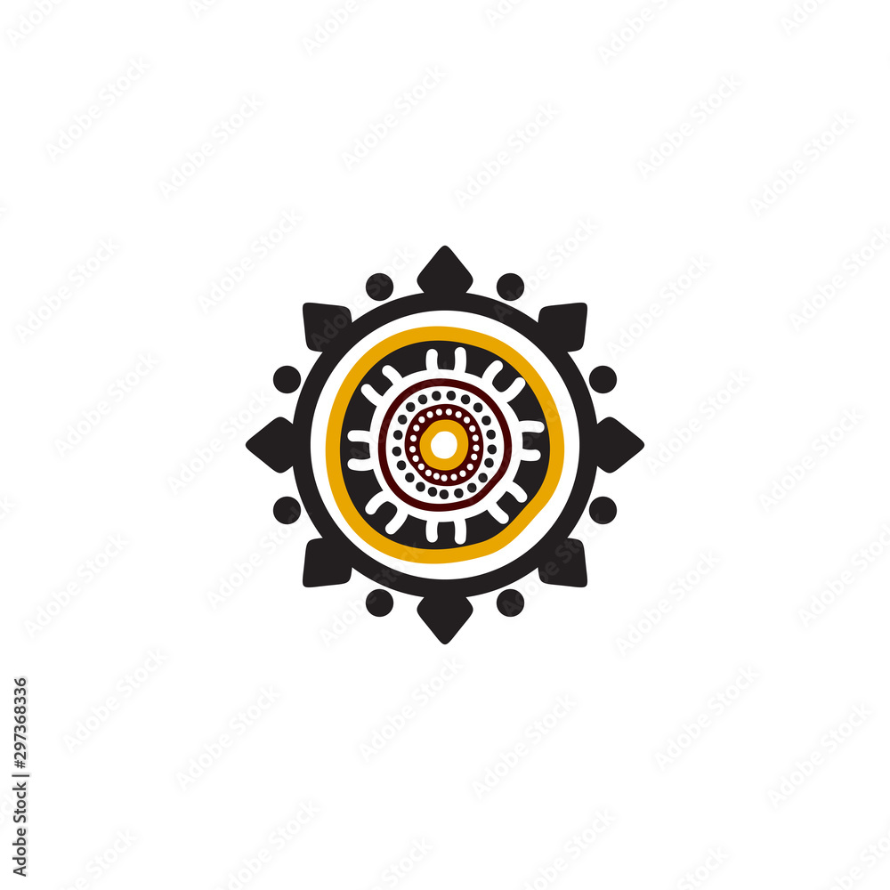 Fototapeta premium Aboriginal art dots painting icon logo design vector illustration template