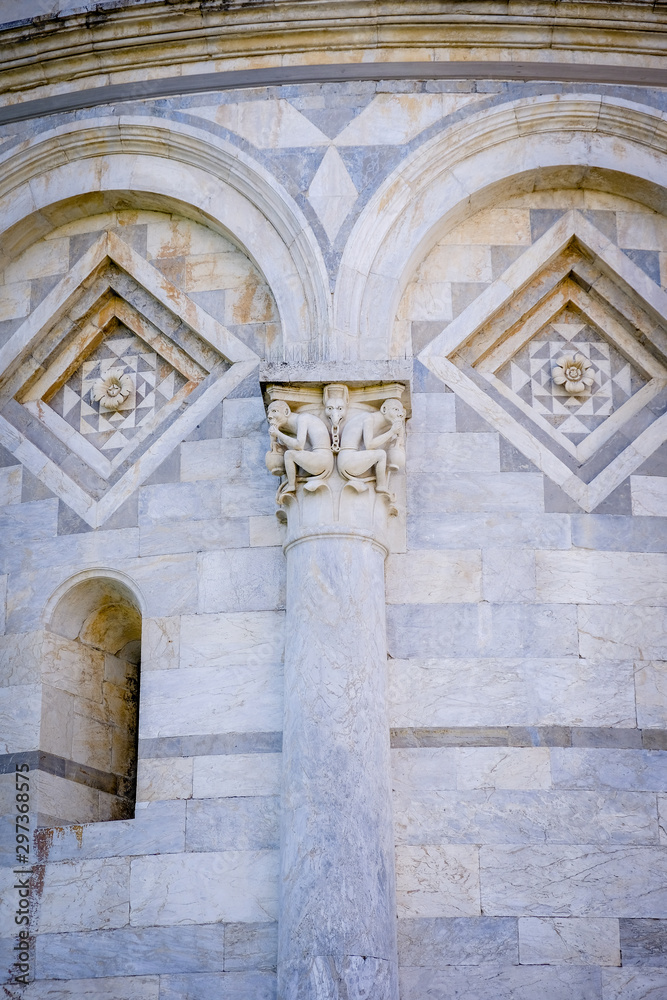 Architectural detail on a limestone building