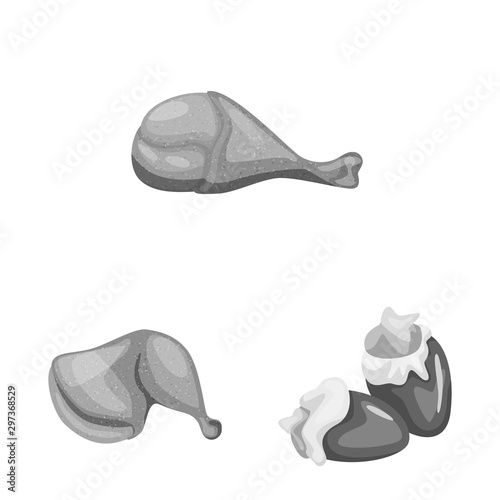 Vector design of cuisine and bird sign. Set of cuisine and poultry stock symbol for web.