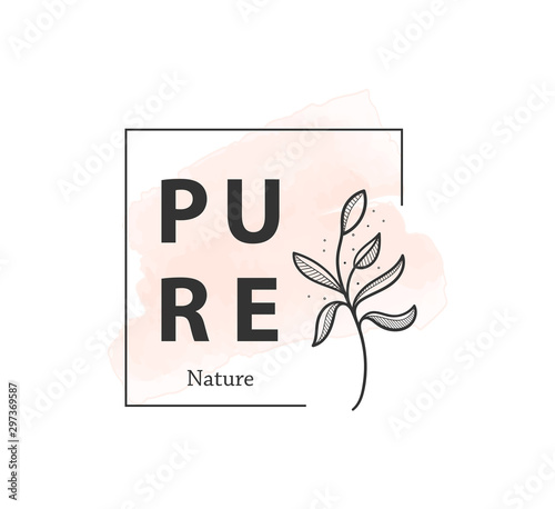 Botanical logo outline drawing vecctor in set