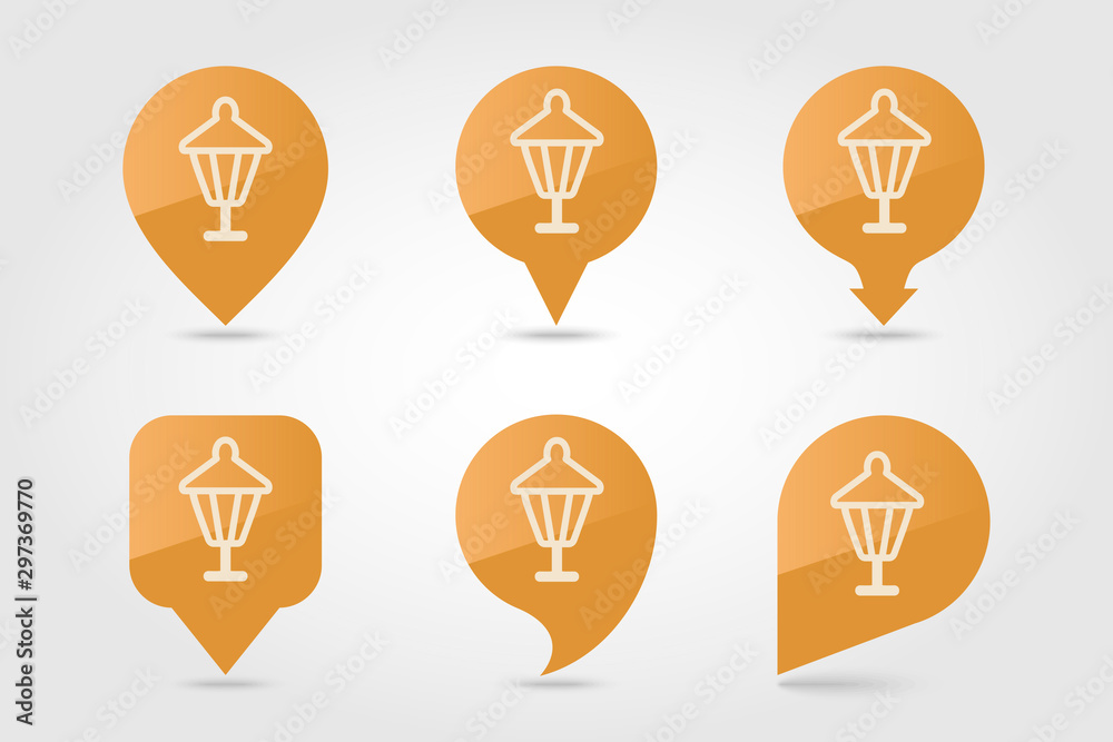 Garden lantern flat vector pin map icon Garden lantern flat vector pin map icon