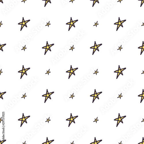 Hand drawn star seamless pattern for wallpaper design  print  wrapping paper  fabric texture. Vector vintage bright background.