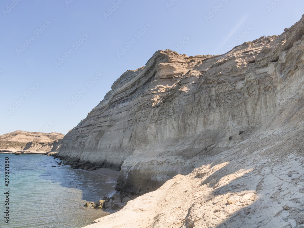 panorama of sea and rocks cliff in a sunny day clear  blue sky