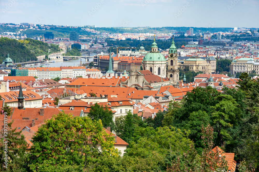Aerial view over the city of Prague