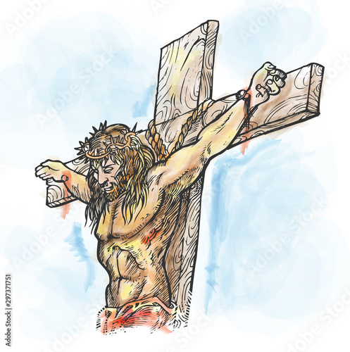 jesus watercolor  hand draw. illustration
