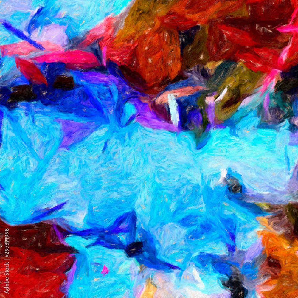 Fototapeta premium Oil pastel drawing. Abstract color background. Fine art print. Impressionism style abstraction. Modern surrealism painting. Good as wall decor poster. Stock. Surreal design. Handmade texture template.
