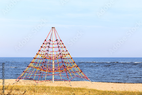 Modern children's playground by the sea. Baltic Sea, Europe, Latvia, Engure © Olga Ionina