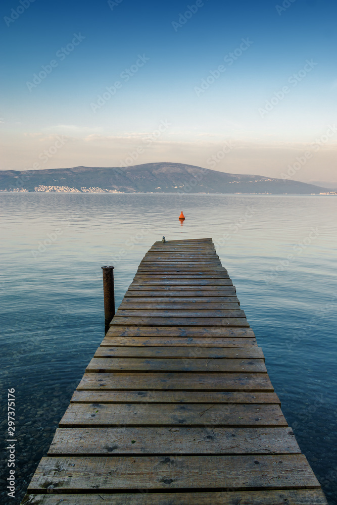 Sunny morning view of Kotor bay near Tivat, Montenegro. Sunny morning view of Kotor bay near Tivat, Montenegro.